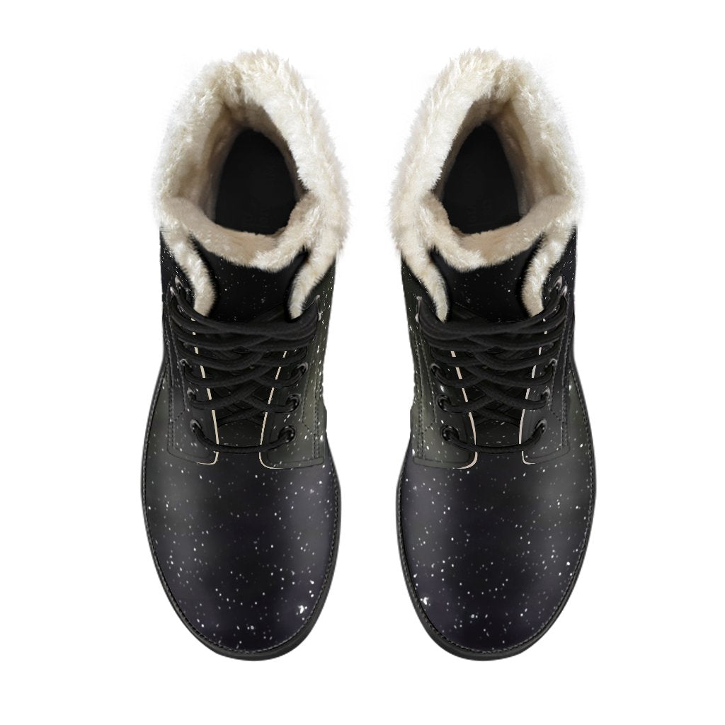 Dark Universe Galaxy Faux Fur Leather Boots for Cosmic Hippies - 4