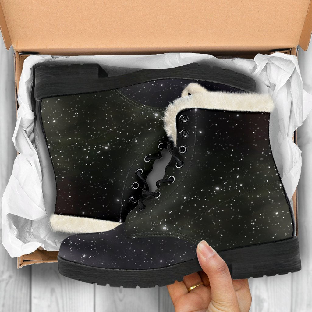 Dark Universe Galaxy Faux Fur Leather Boots for Cosmic Hippies - 5