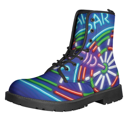 Darts Bar Sign Print Leather Hippie Boots - 1