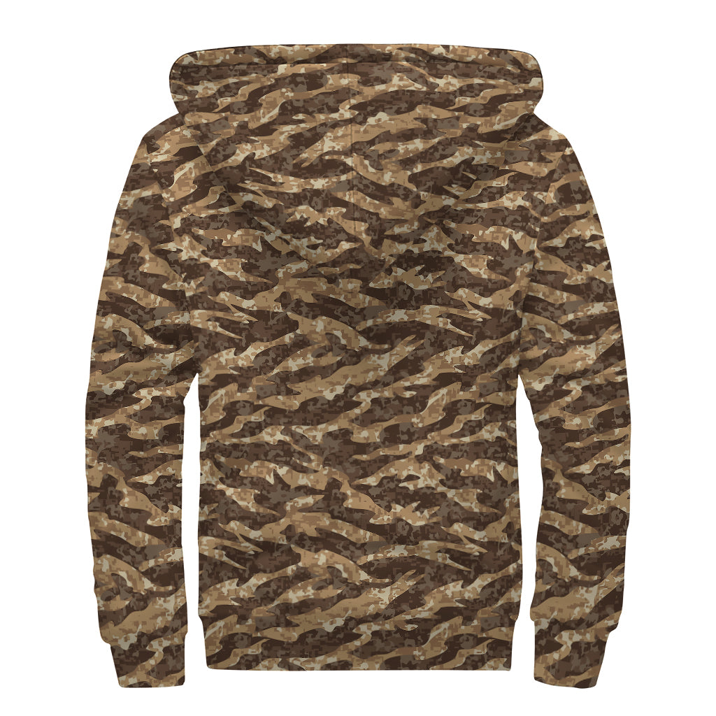 Desert Tiger Stripe Camouflage Hippie Style Sherpa Zip Up Hoodie - 2