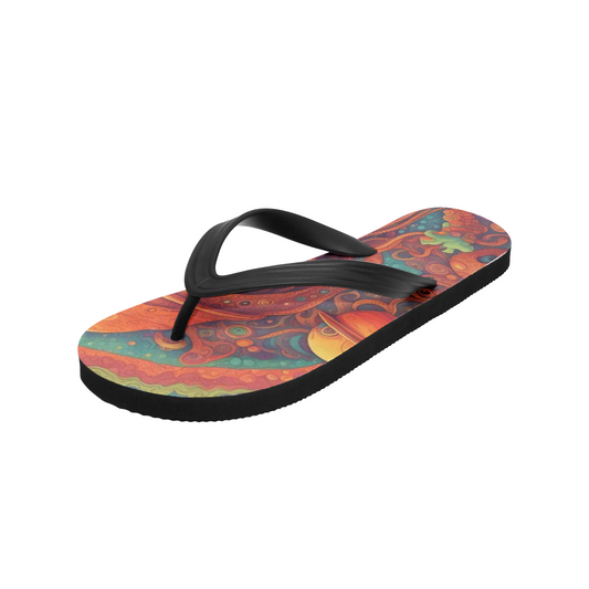 Emerald Blossoms - Trippy World Art Unisex Flip Flops For Hippies