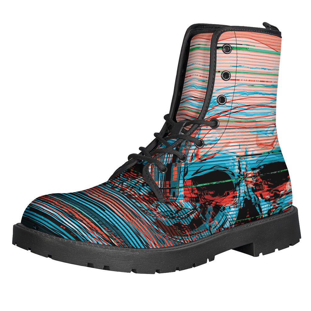 Groovy Galactic Glitch Leather Boots: Hippie Style for Space Explorers - 1