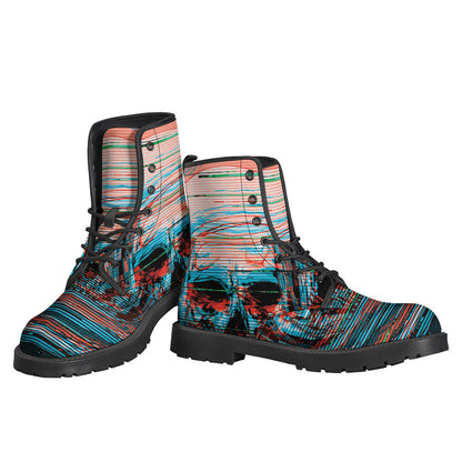 Groovy Galactic Glitch Leather Boots: Hippie Style for Space Explorers - 3