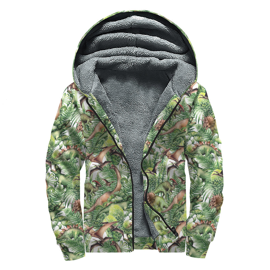 Dinosaur Dreams: Sherpa Lined Zip Up Hoodie for Adventure-Loving Hippies - 1