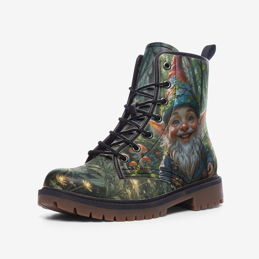 Emerald Blossoms - Forest Gnome Vegan Leather Boots, Whimsical Hippie Style