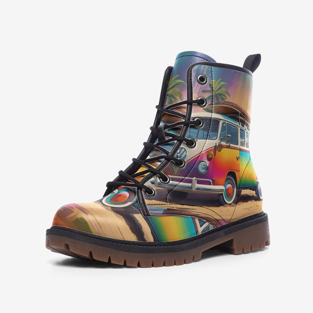 Emerald Blossoms - Rainbow Kombi Van Casual Leather Lightweight Boots