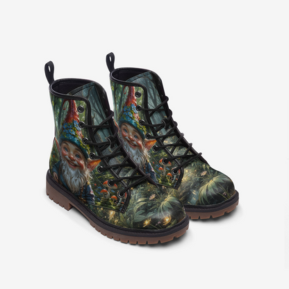 Emerald Blossoms - Forest Gnome Vegan Leather Boots, Whimsical Hippie Style