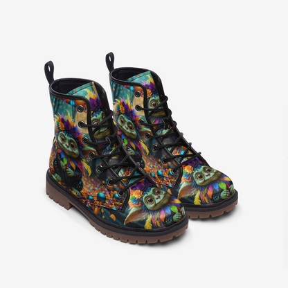 Emerald Blossoms - Colorful Forest Dwarf Leather Boots For Hippie Halloween