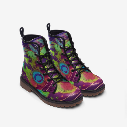 Emerald Blossoms - Psychedelic, Trippy Milky Way Casual Leather Lightweight Boots