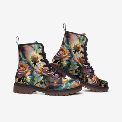 Emerald Blossoms - Galaxy Rose Vegan Leather Boots For Hippies