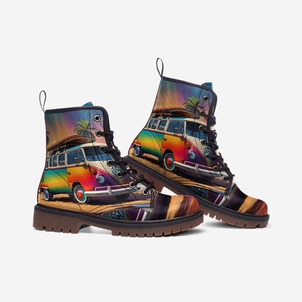 Emerald Blossoms - Rainbow Kombi Van Casual Leather Lightweight Boots