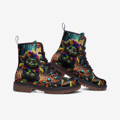 Emerald Blossoms - Colorful Forest Dwarf Leather Boots For Hippie Halloween