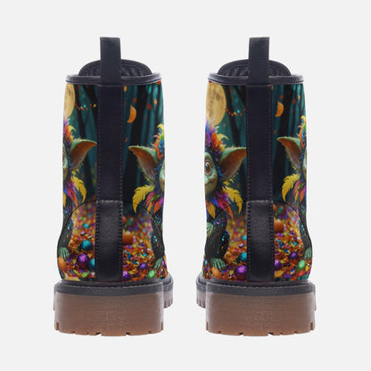 Emerald Blossoms - Colorful Forest Dwarf Leather Boots For Hippie Halloween