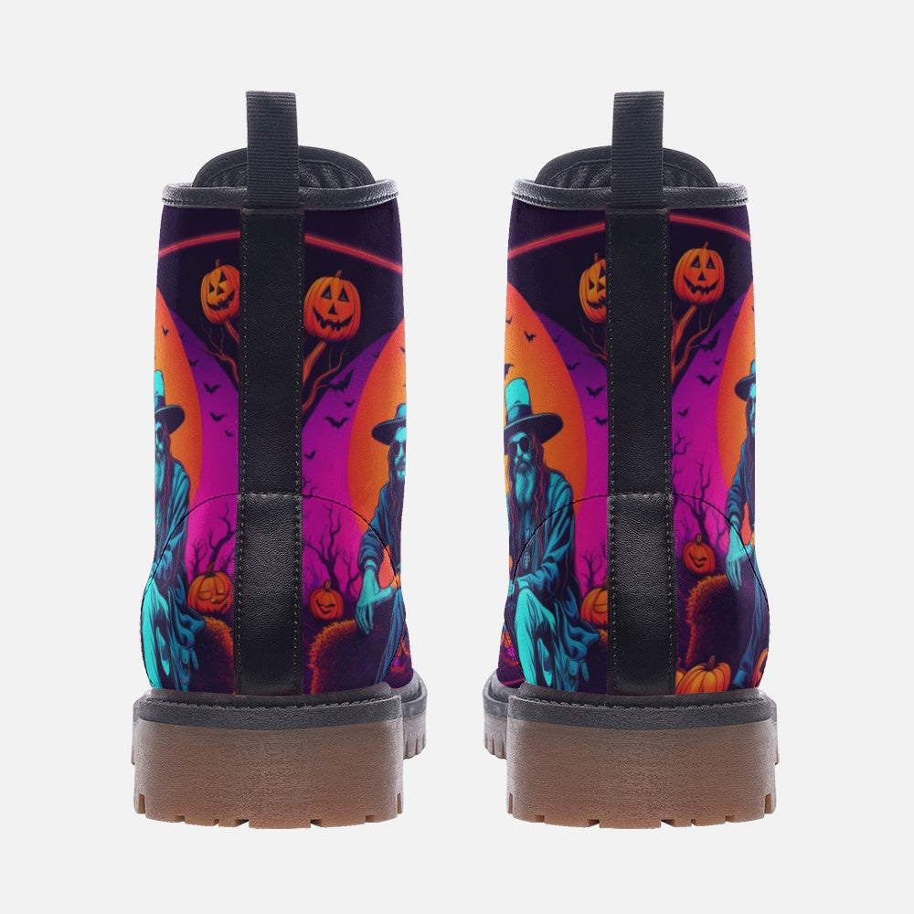 Emerald Blossoms - Hippy Soul Music Leather Boots For Halloween