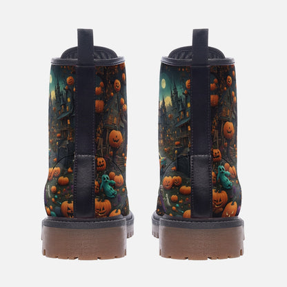 Emerald Blossoms - Hippie Leather Boots For Halloween