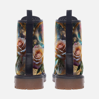 Emerald Blossoms - Galaxy Rose Vegan Leather Boots For Hippies