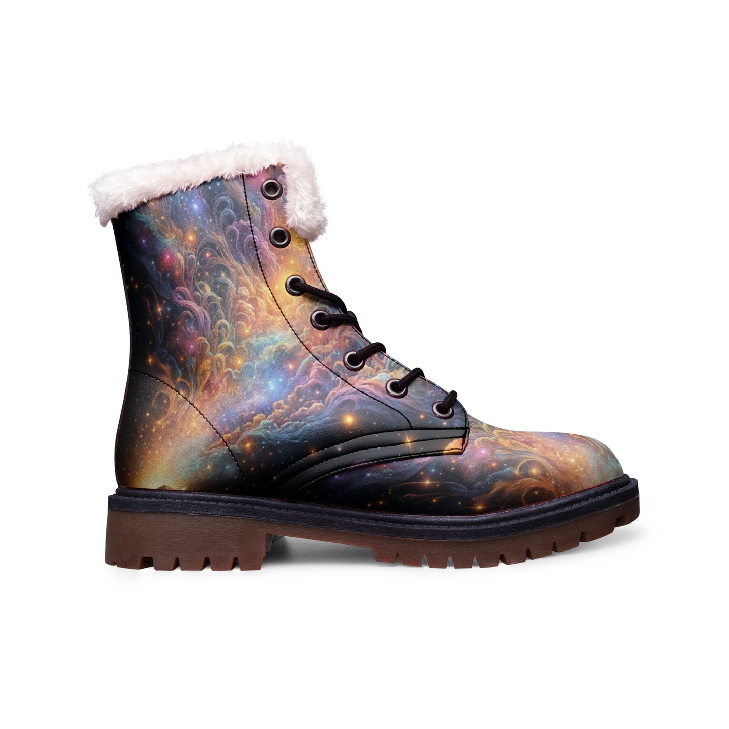 Emerald Blossoms - Galaxy Beauty Faux Fur Leather Boots For Color-Loving Dreamers