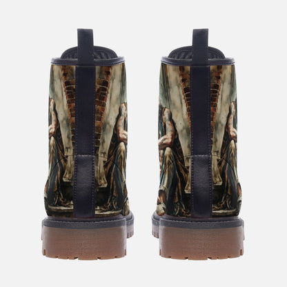 Emerald Blossoms - Hippie Man Vegan Leather Combat Boots