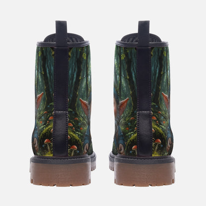 Emerald Blossoms - Forest Gnome Vegan Leather Boots, Whimsical Hippie Style