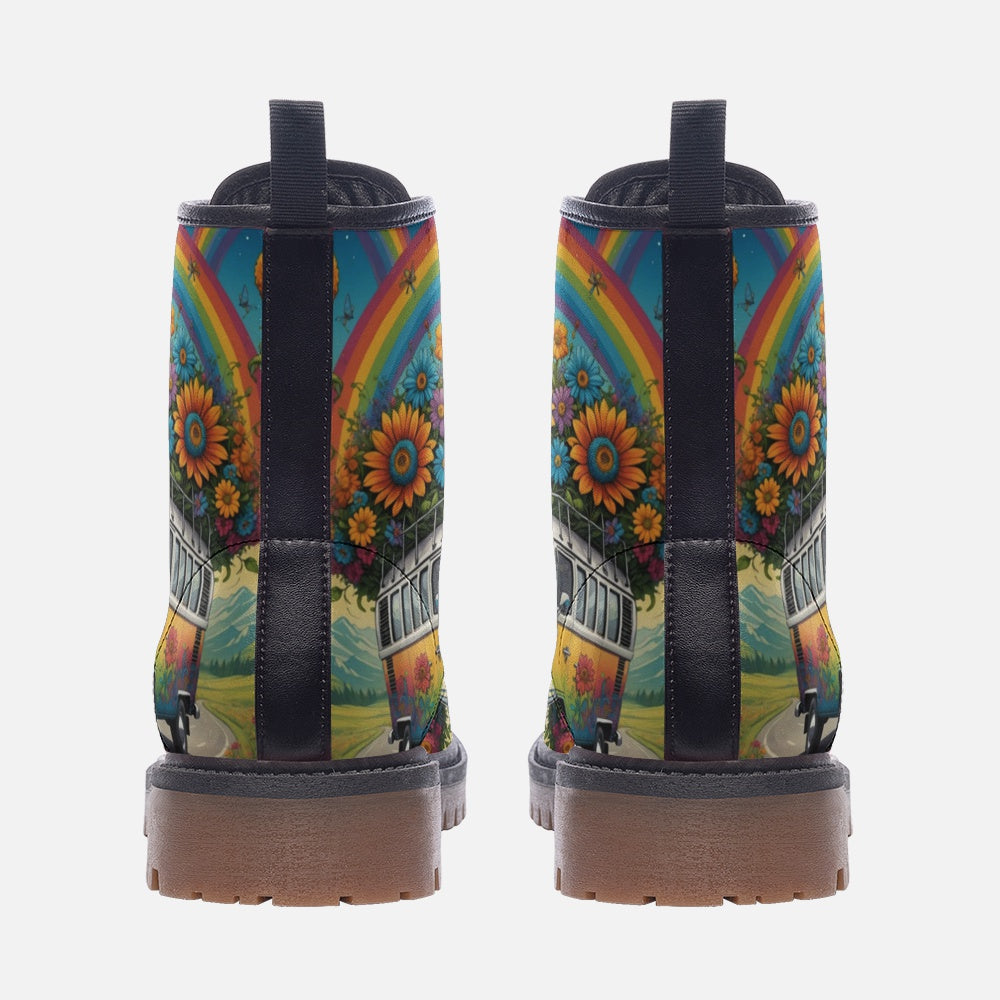 Emerald Blossoms - Rainbow On The Way Casual Leather Lightweight Boots For Hippies