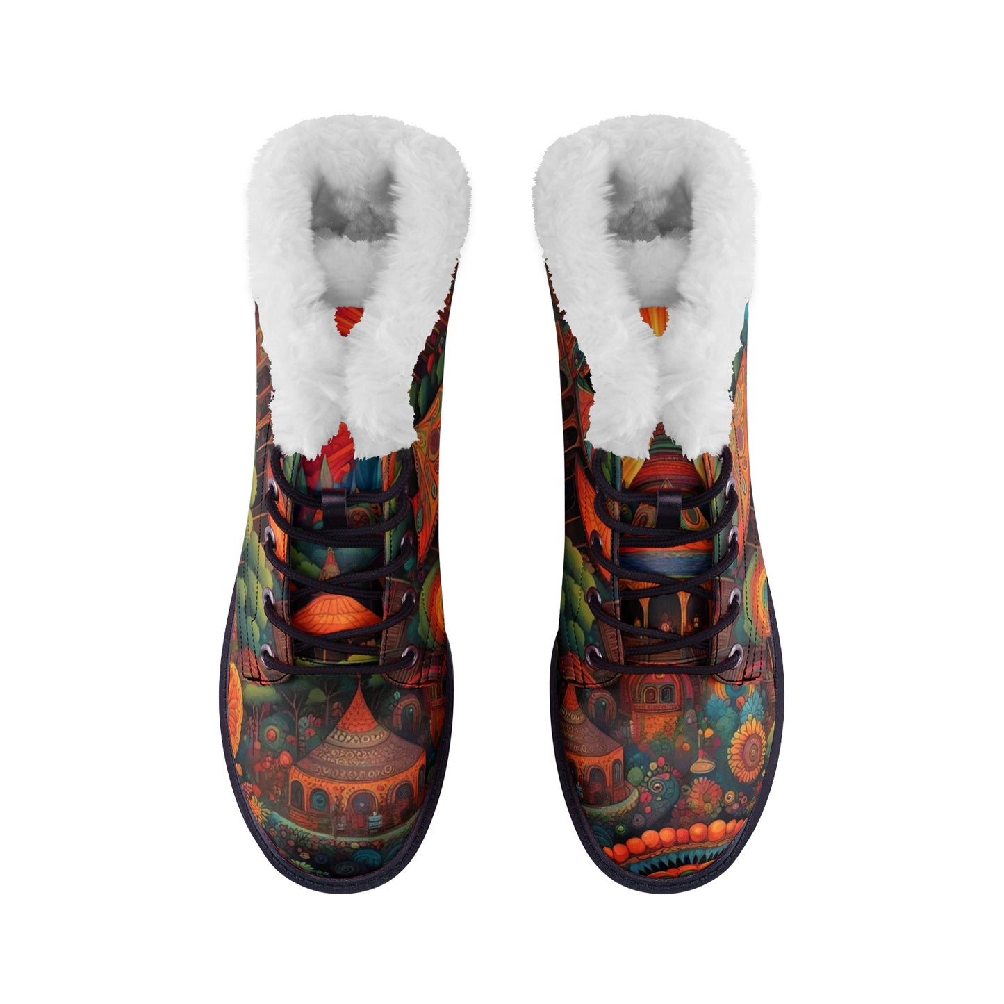 Emerald Blossoms - Psychedelic Castle & Floral Chukka Boots, Colorful Hippie Vibes