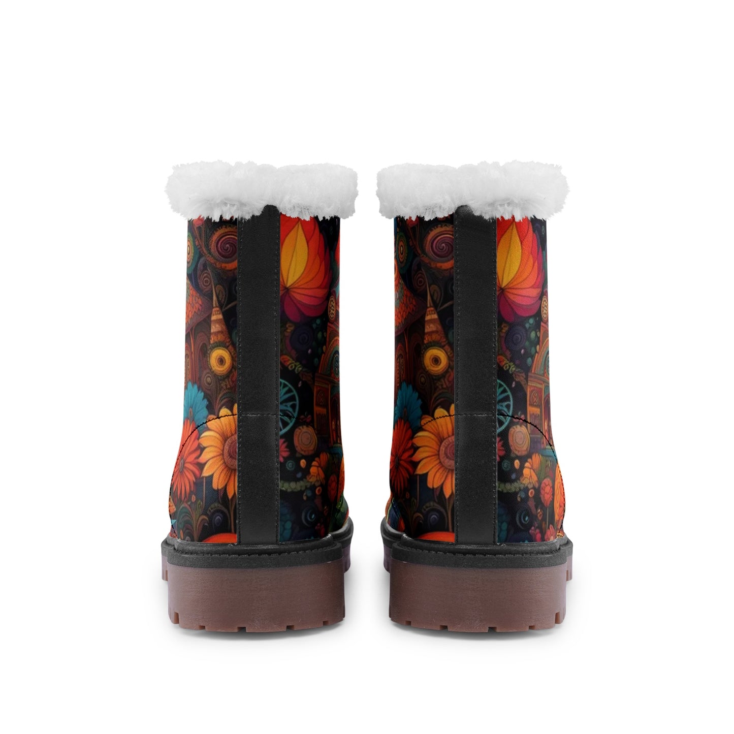 Emerald Blossoms - Psychedelic Castle & Floral Chukka Boots, Colorful Hippie Vibes