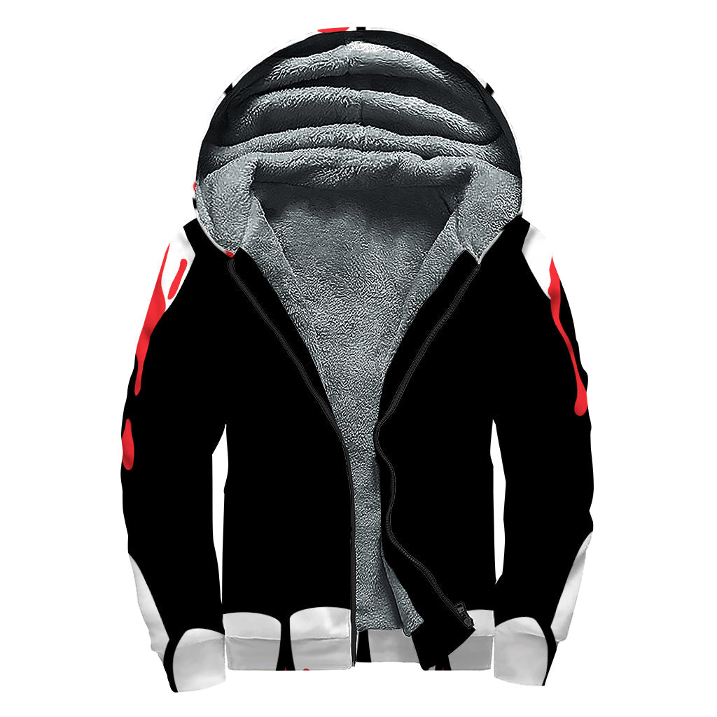 Dracula Fang Print Sherpa Lined Zip Up Hoodie: Embrace Your Inner Hippie - 1