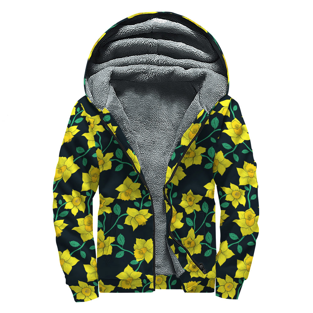 Daffodil Dreams: Sherpa Lined Hippie Zip Up Hoodie - 1