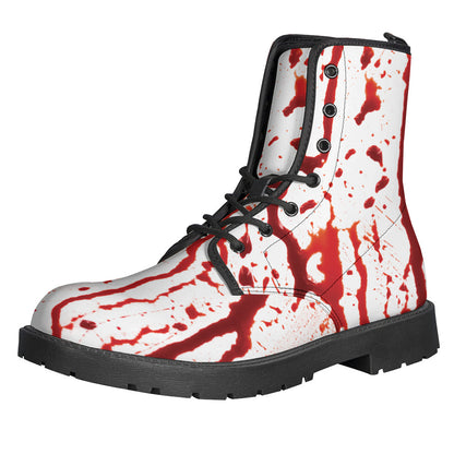 Dripping Blood Print Leather Boots for Groovy Hippies - 1