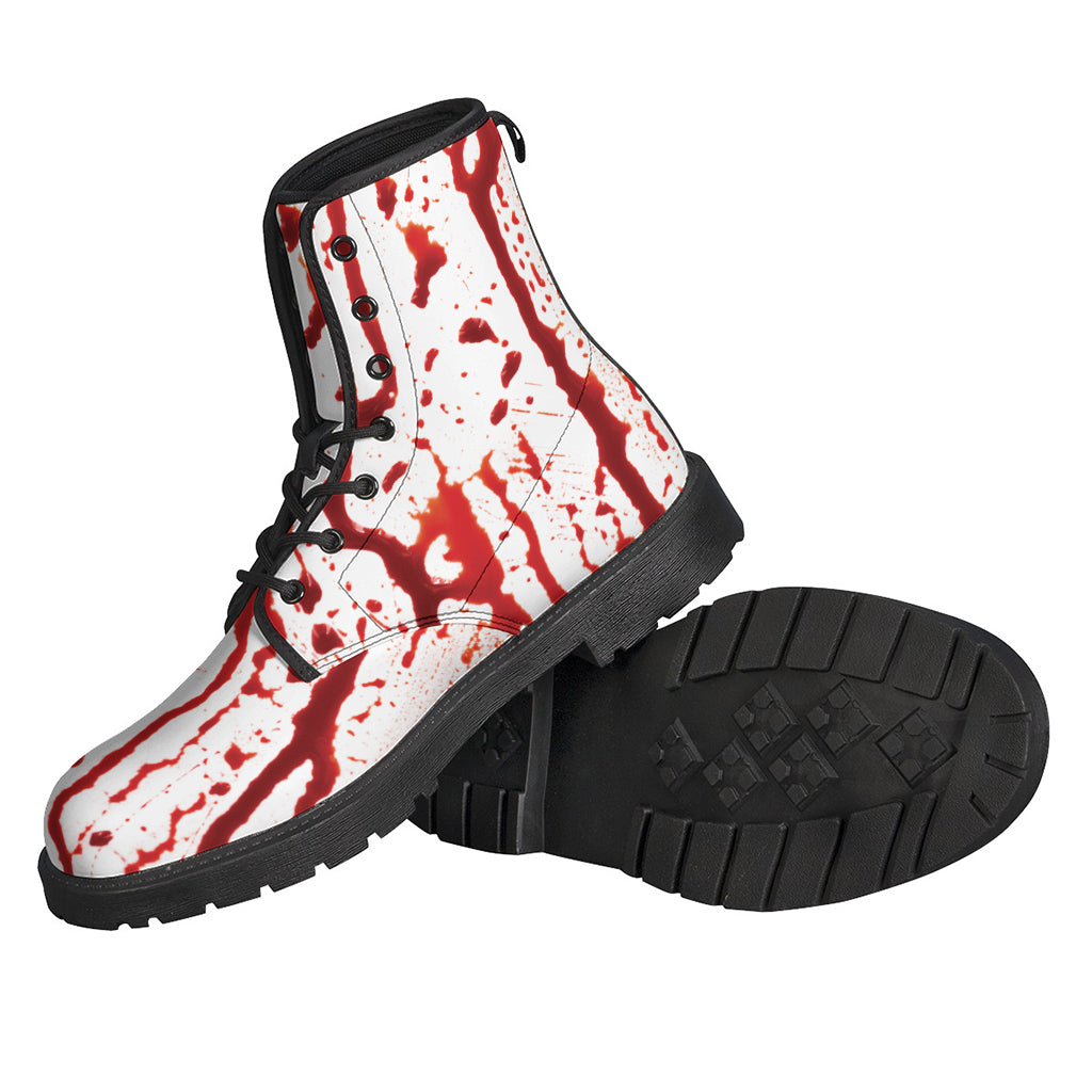 Dripping Blood Print Leather Boots for Groovy Hippies - 2