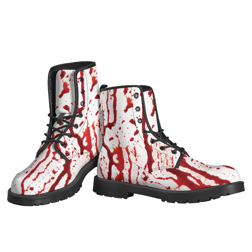 Dripping Blood Print Leather Boots for Groovy Hippies - 3