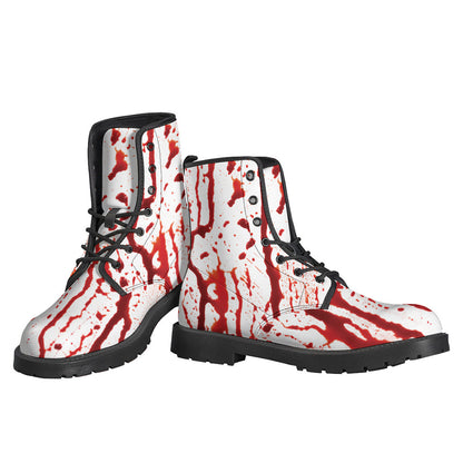 Dripping Blood Print Leather Boots for Groovy Hippies - 3