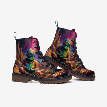 Emerald Blossoms - Alien Meditation Casual Leather Lightweight Boots For Hippies