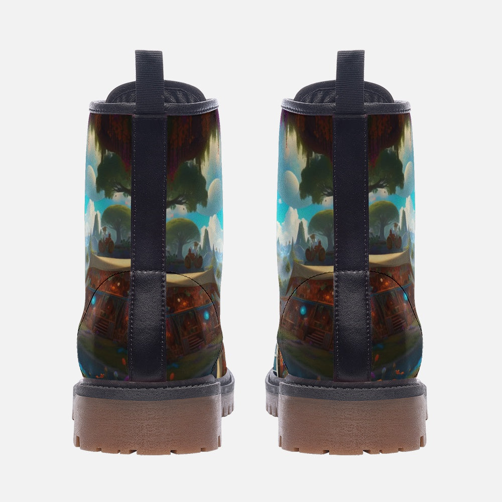 Emerald Blossoms - Trip To Hippie Destination Casual Leather Lightweight Boots For Hippies