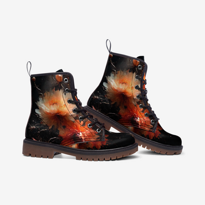 Emerald Blossoms - Blooming Flowers Print On Casual Leather Lightweight Boots For Hippies