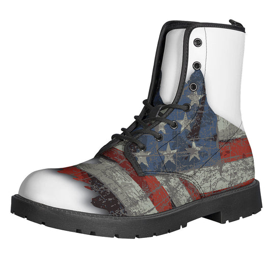 Eagle American Flag Print Leather Boots for Stylish Hippies - 1