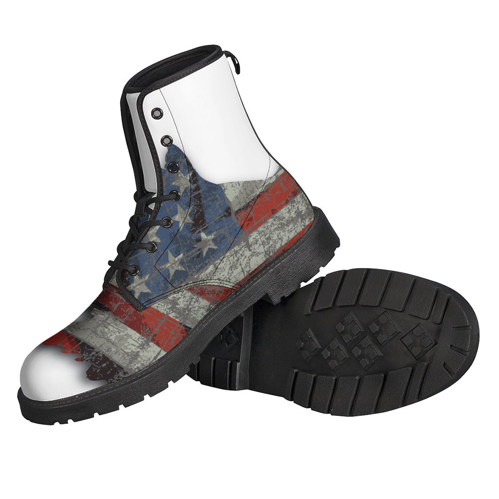 Eagle American Flag Print Leather Boots for Stylish Hippies - 2