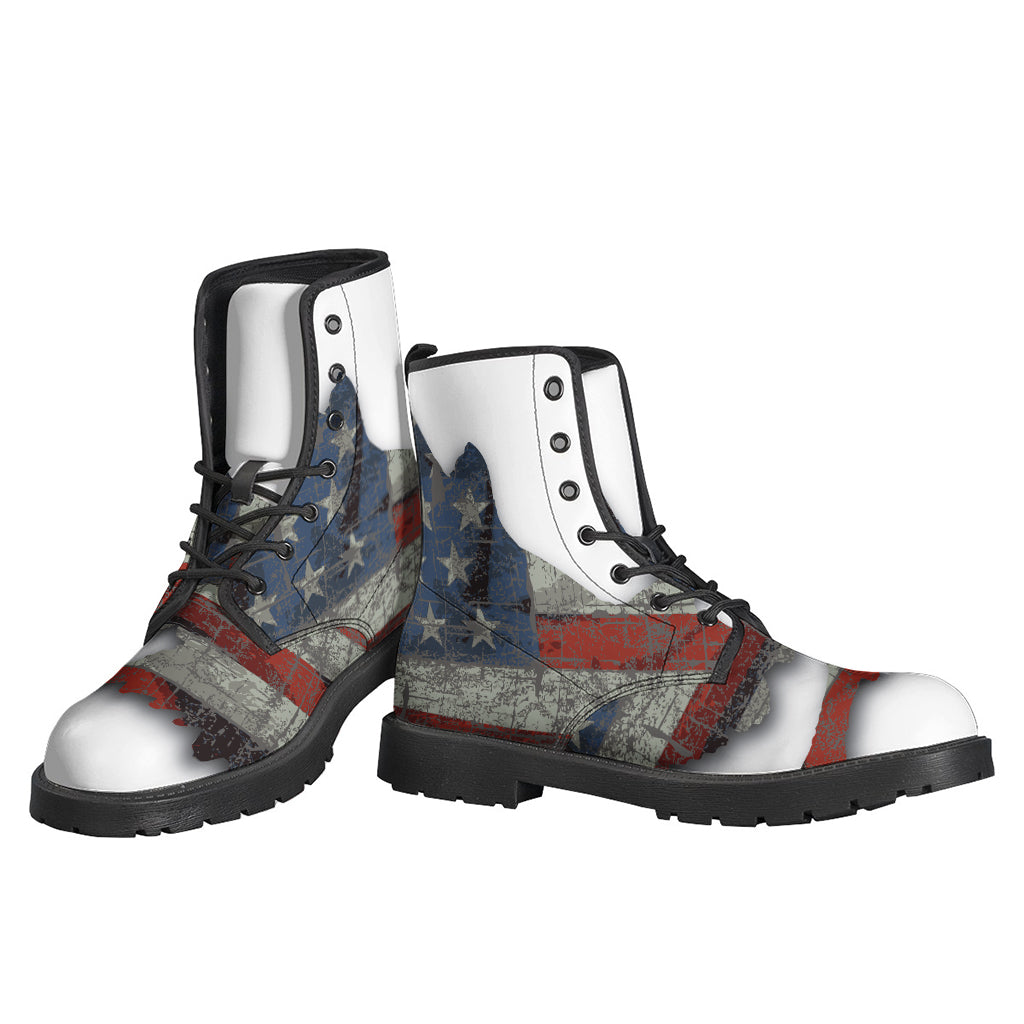 Eagle American Flag Print Leather Boots for Stylish Hippies - 3