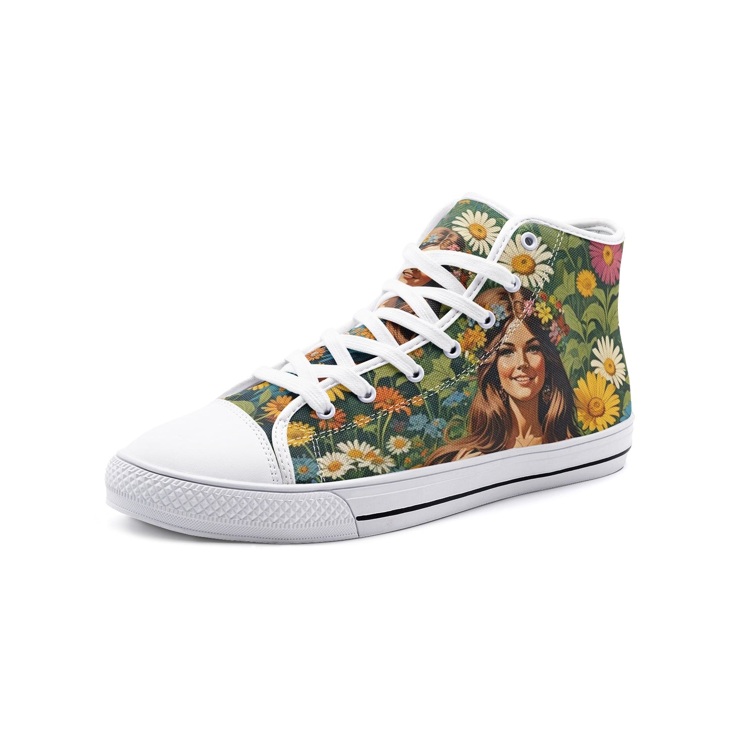 Emerald Blossoms - Beautiful As Flower Woman Unisex High Top Canvas Shoes For Hippies