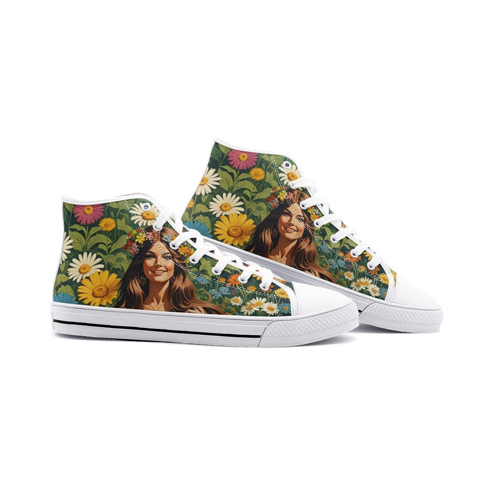 Emerald Blossoms - Beautiful As Flower Woman Unisex High Top Canvas Shoes For Hippies