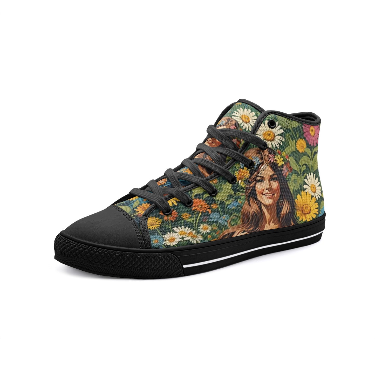 Emerald Blossoms - Beautiful As Flower Woman Unisex High Top Canvas Shoes For Hippies