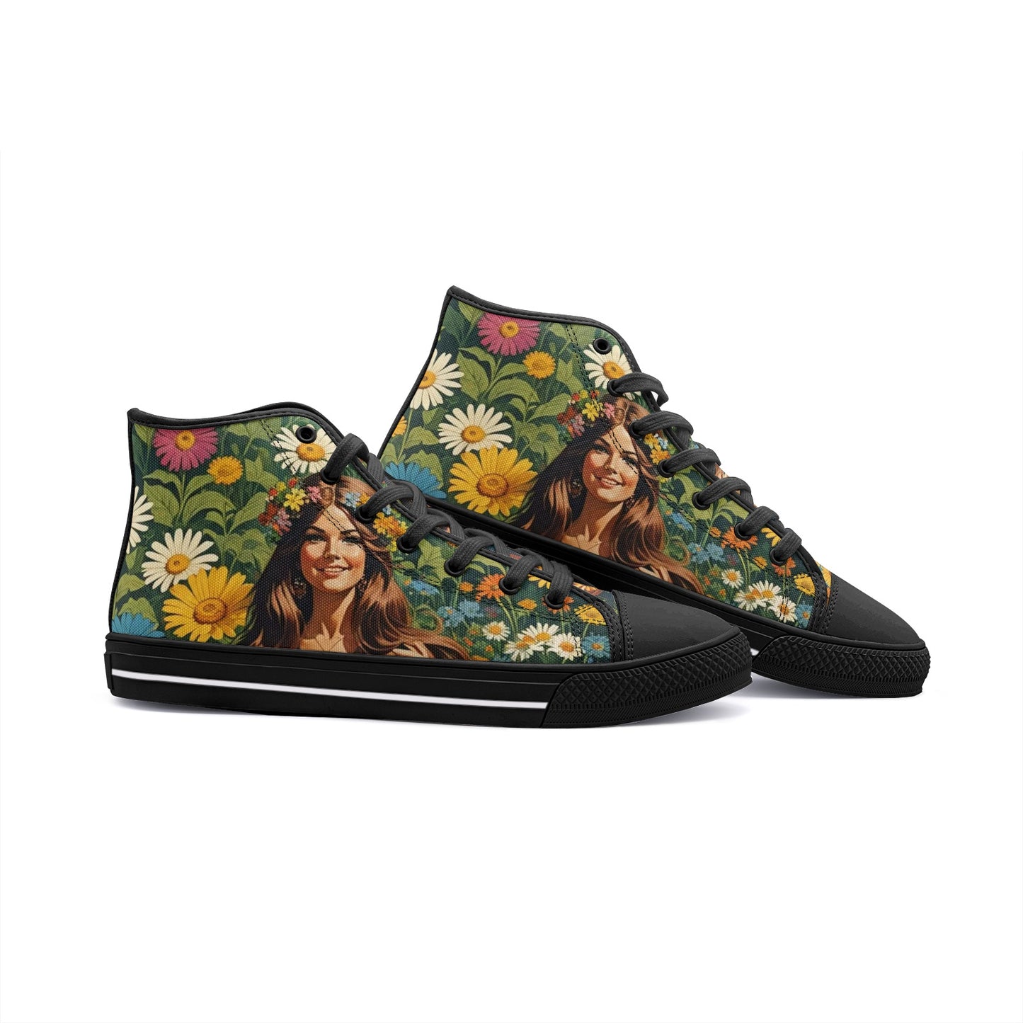 Emerald Blossoms - Beautiful As Flower Woman Unisex High Top Canvas Shoes For Hippies