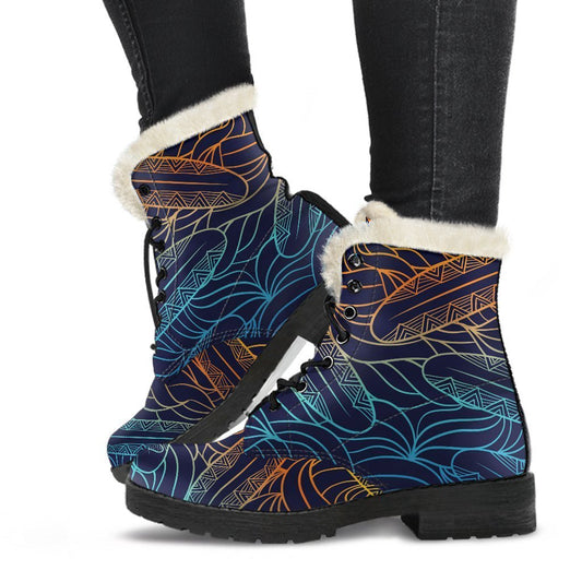 Groovy Waves: Faux Fur Leather Boots for Fashionable Hippies - 1