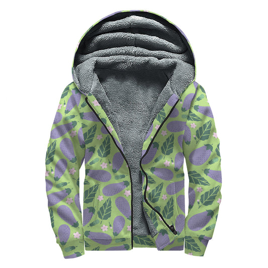 Eggplant Dream: Floral Sherpa-Lined Hoodie for Hipster Hippies - 1