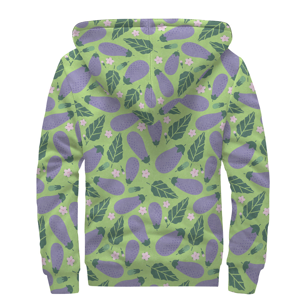 Eggplant Dream: Floral Sherpa-Lined Hoodie for Hipster Hippies - 2