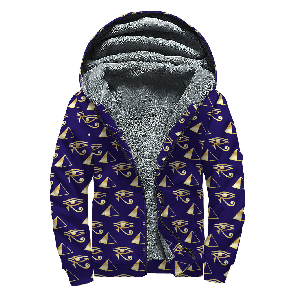 Egyptian Eye of Horus Sherpa Lined Zip Up Hoodie for the Hippie Soul - 1