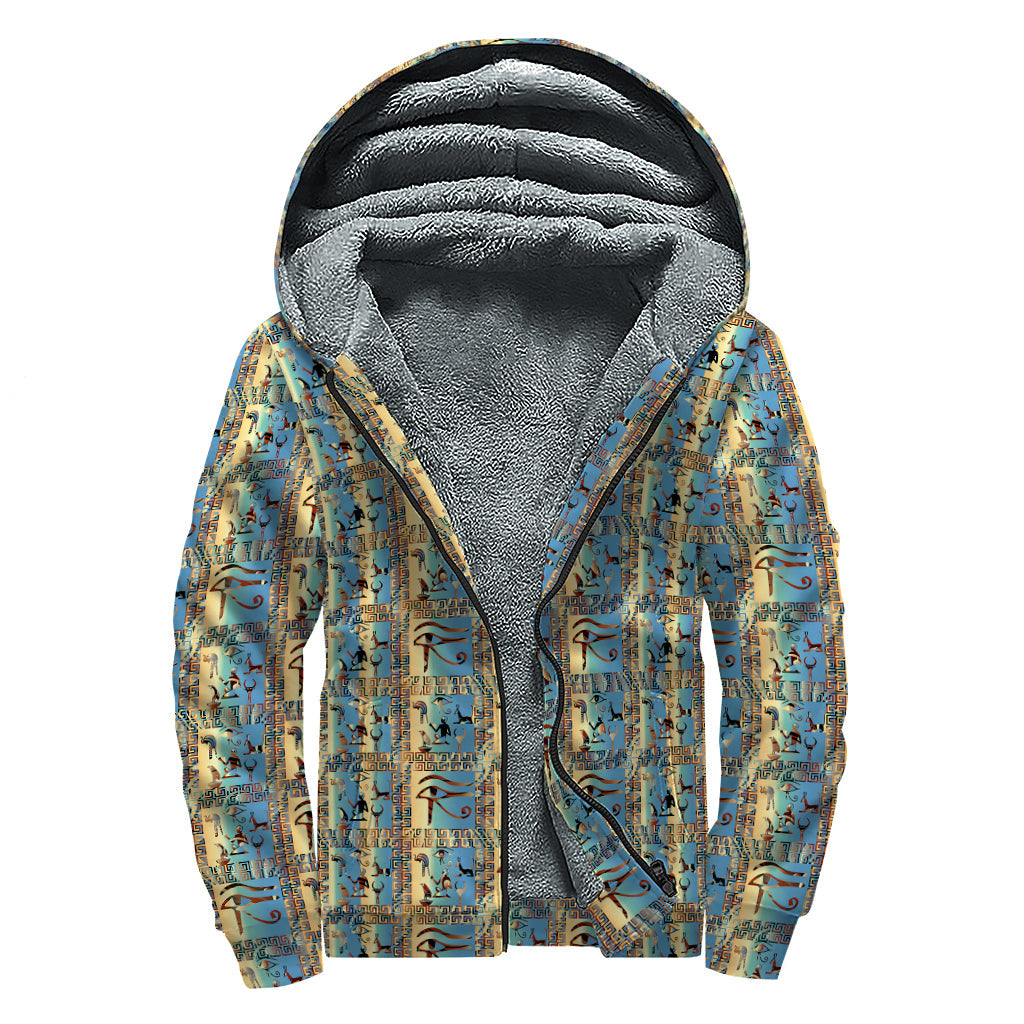 Eye of Horus Sherpa Lined Zip Up Hoodie - Embrace Your Inner Hippie Style! - 1