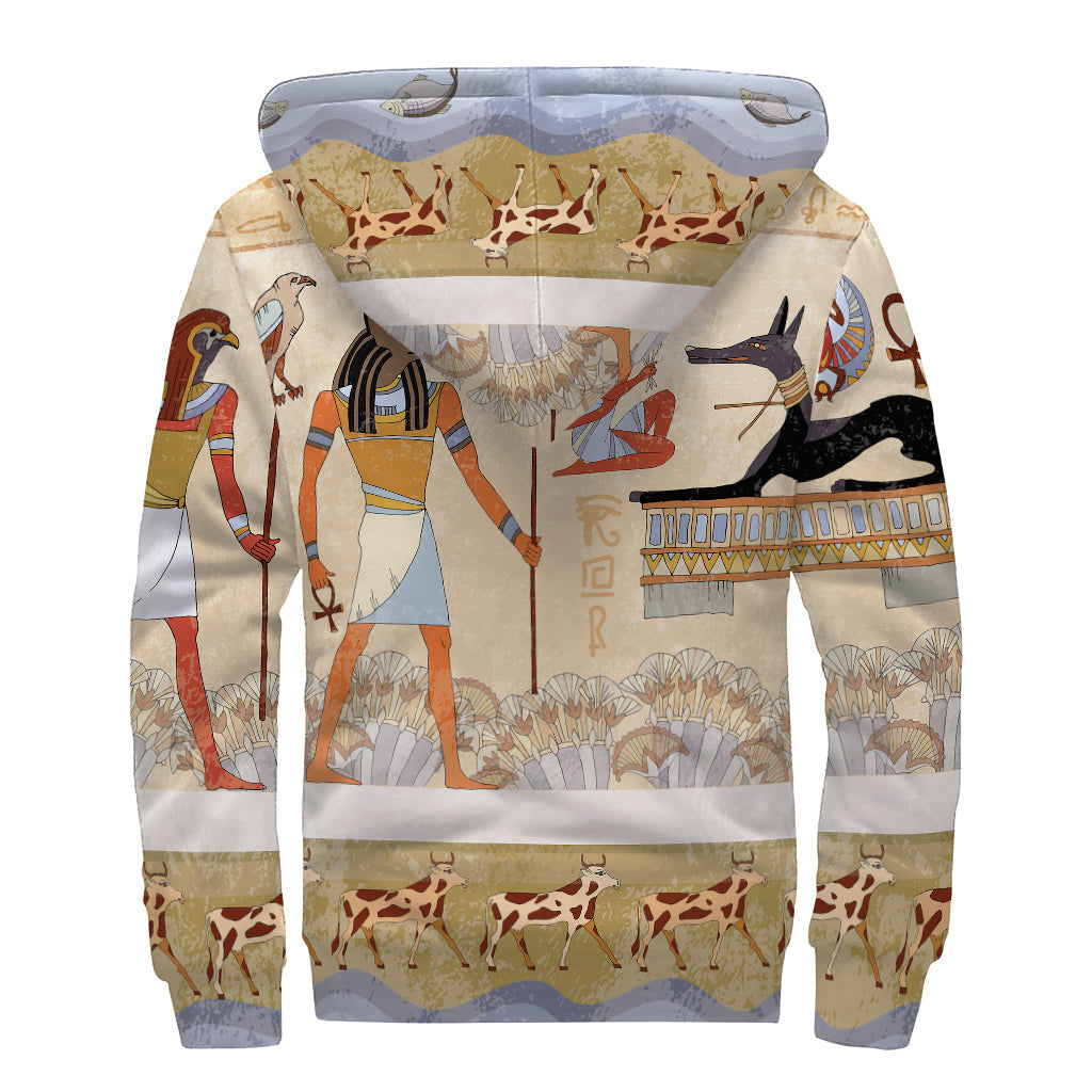 Groovy Egyptian Gods and Pharaohs Sherpa Lined Hoodie for the Free-spirited Hippie - 2