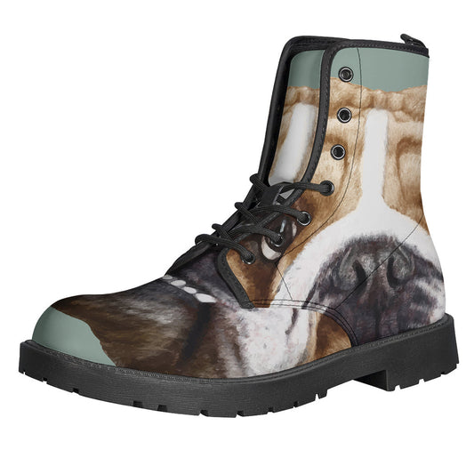 Groovy Gear: English Bulldog Portrait Leather Boots - 1