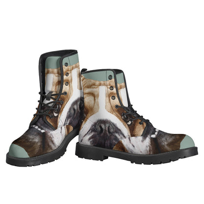 Groovy Gear: English Bulldog Portrait Leather Boots - 3